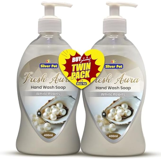 Silver Pot WHITE PEARLS HAND WASH PACK OF 2X400ML EACH - WHITE PEARLS FRAGRANCE GENTLE HYDRATING FORMULA AND EFFECTIVE GERM PROTECTION FOR DAILY USE - Image 1